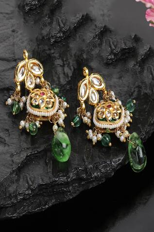 Dugran By Dugristyle Kundan Studded Drop Earrings