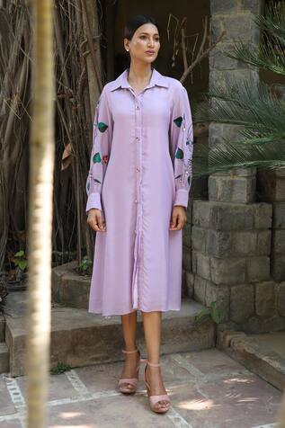 Desert Shine by Sulochana Jangir Floral Resham Embroidered Shirt Dress