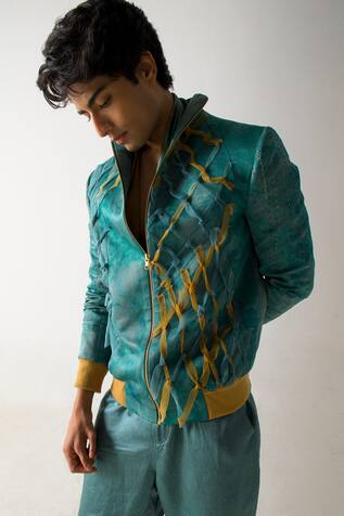 Jatin Malik Linen Silk Bomber Jacket
