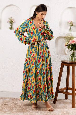 Rivaaj Clothing Garden Print Maxi Dress