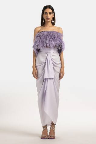 431-88 by Shweta Kapur Layered Feather Embellished Top