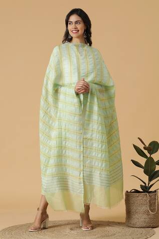 Shingora Pastel Stripe Embroidered Dupatta