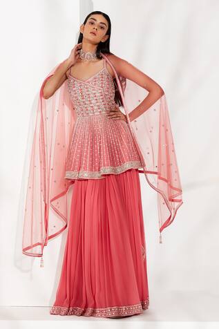 Amitabh Malhotra Embroidered Angrakha Skirt Set