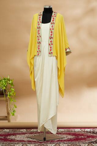 Anand Kabra Embroidered Dress with Jacket