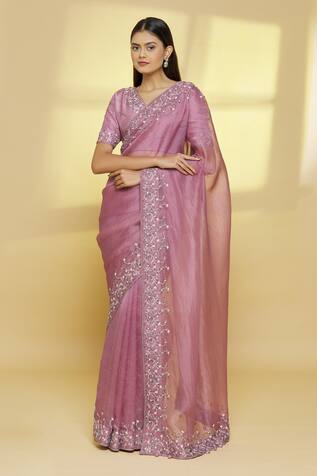 Romaa Organza Embroidered Saree With Blouse