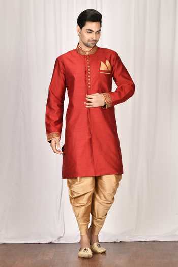 Gold Kurta Dupion Silk Dhoti main image 1