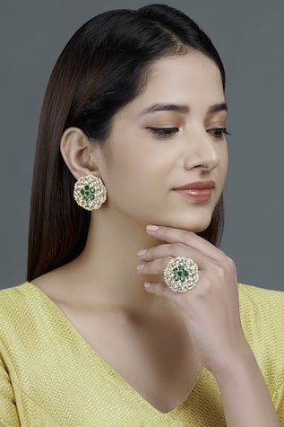 Moh-Maya by Disha Khatri Kundan Earrings with Ring