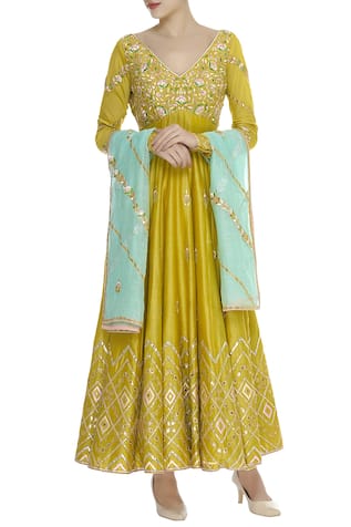 Tamanna Punjabi Kapoor Embroidered anarkali kurta with gota work dupatta & churidar