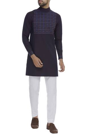 Vikram Bajaj Checkered paneled kurta with pant