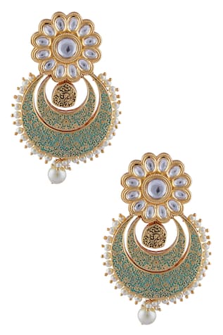 Hema Khasturi Meenakari chandbali earrings