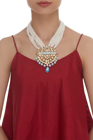 Hema Khasturi Bead meenakari necklace