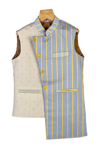 The Blue Morphology Striped Asymmetric Jacket 