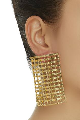 Eurumme Rectangular weave pattern earrings