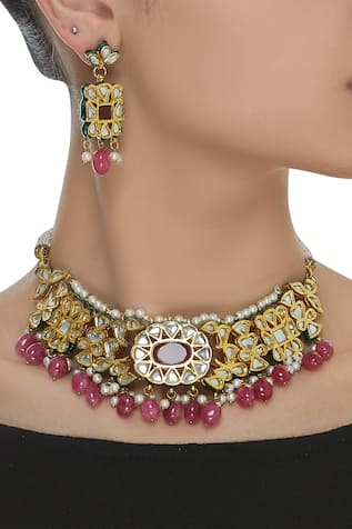 Moh-Maya by Disha Khatri kundan necklace and earrings set