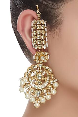 Anjali Jain Kundan hair chain earrings