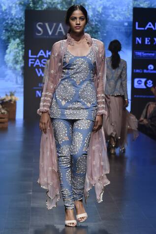 SVA by Sonam & Paras Modi Printed tunic with pants & embroidered cape