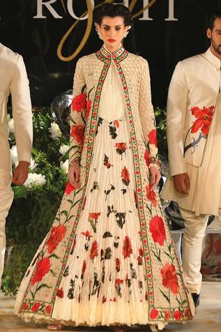 Rohit Bal Printed & embroidered long jacket