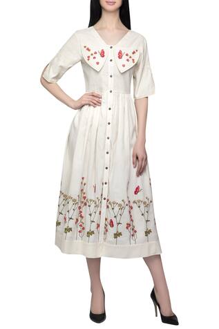 S & V Designs Embroidered Midi Dress