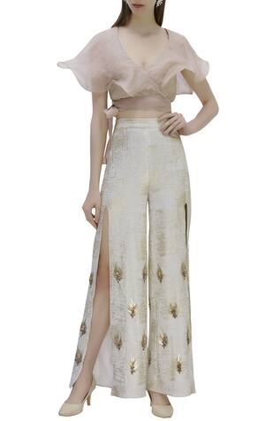 Babita Malkani Ruffle Crop Top & Pant Set