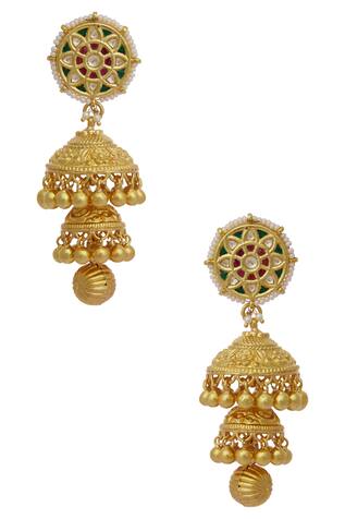 Gewels by Mona Tiered Temple Jhumkas