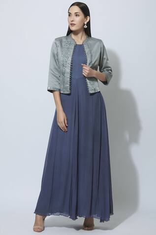 formal maxi dress with jacket