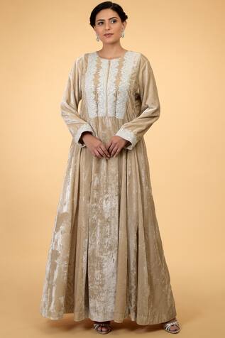 Talking Threads  Silk Velvet Flared Kaftan
