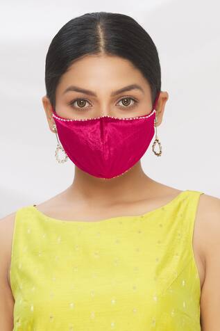 Arpan Vohra- Accessories Velvet Embroidered Potli Bag with Face Mask 