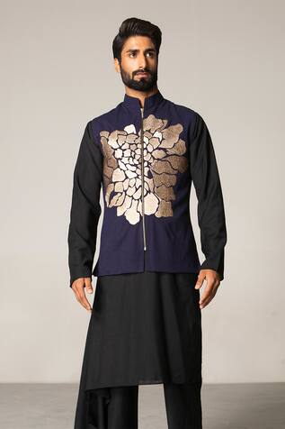 Siddartha Tytler Embroidered Bundi & Handloom Cotton Kurta Set