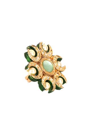 Lotus Sutra Stone Meenakari Floral Ring