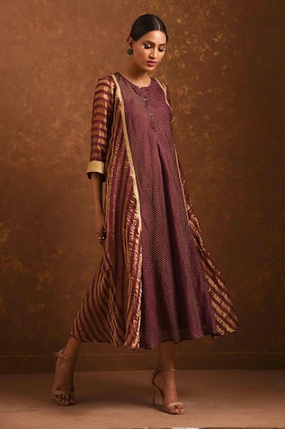 Priti Prashant Striped Chanderi Dress