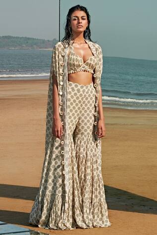 Arpita Mehta Floral Print Cape & Gharara Set