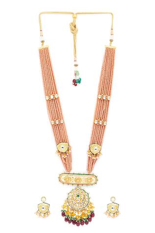 Hrisha Jewels Meenakari Kundan Pendant Necklace Set