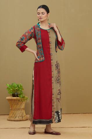 Cotton Embroidery Kurti In Red Colour - KR5411998