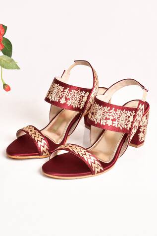 Sole House Floral Embroidered Block Heels