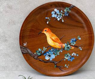 Floursha Hand Painted Hummingbird Plate (Single Pc)