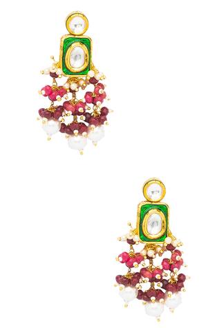 Hrisha Jewels Handcrafted Kundan Polki Danglers