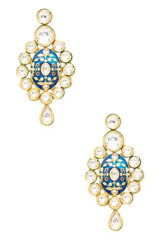 Hrisha Jewels Handcrafted Kundan Polki Danglers