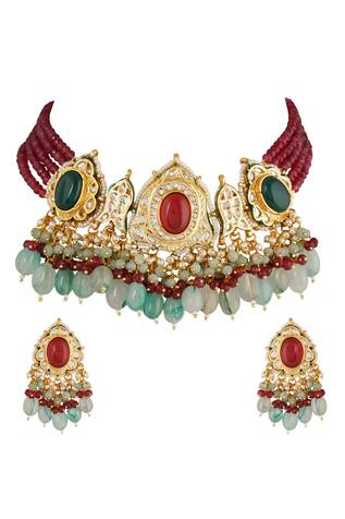 Chhavi's Jewels Kundan Beaded Choker Set
