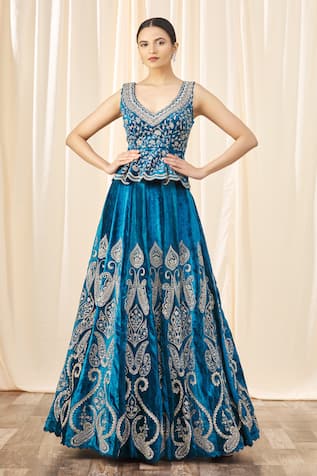 Mrunalini Rao Peplum Blouse & Lehenga Set