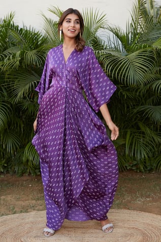 Ruchira Nangalia Bandhani Print Cowl Dress
