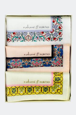 Rabani & Rakha Printed Pocket Square Gift Box (Set of 3)