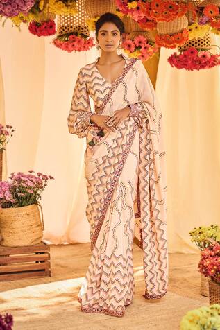 Punit Balana Satin Silk Saree With Blouse