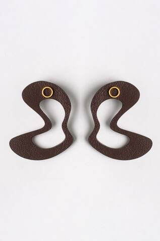 Siddhant Agrawal Label- Accessories Brown Abstract Stud Earrings