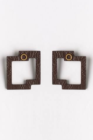 Siddhant Agrawal Label- Accessories Brown Cutout Stud Earrings