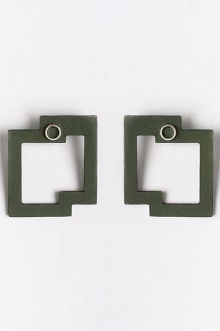 Siddhant Agrawal Label- Accessories Green Cutout Stud Earrings