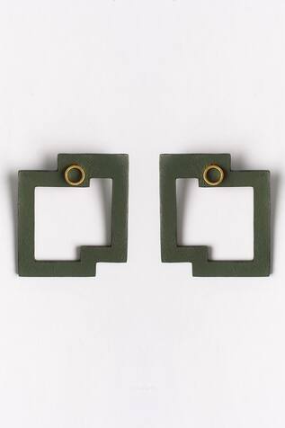 Siddhant Agrawal Label- Accessories Green Cutout Stud Earrings