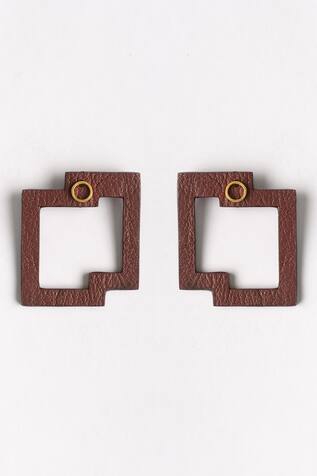 Siddhant Agrawal Label- Accessories Maroon Cutout Textured Stud Earrings