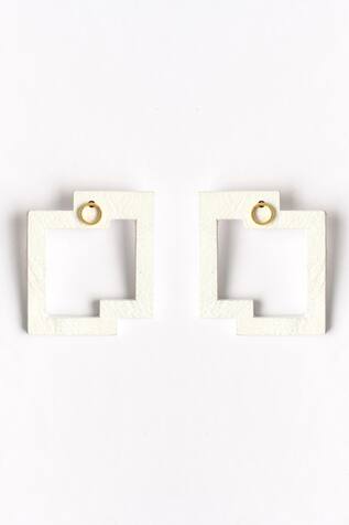 Siddhant Agrawal Label- Accessories White Cutout Textured Stud Earrings