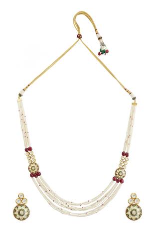 Khwaab by Sanjana Lakhani Multi Layered Beaded Necklace Set 