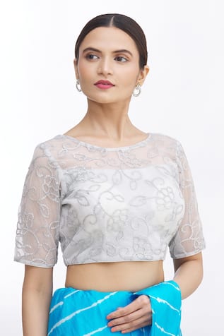 Nazaakat by Samara Singh Net Floral Embroidered Blouse